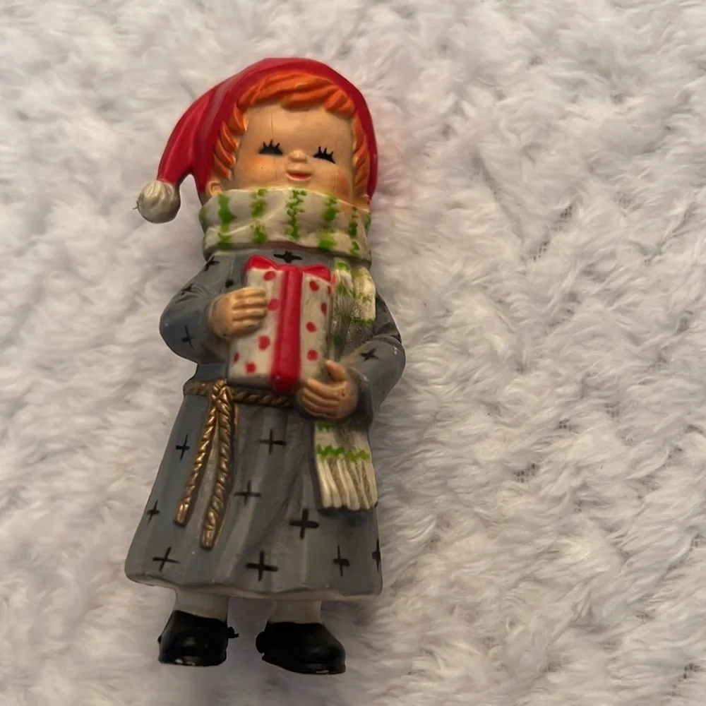 Vintage 1980s Bradford Novelty Christmas Ornaments Midcentury Set of 2